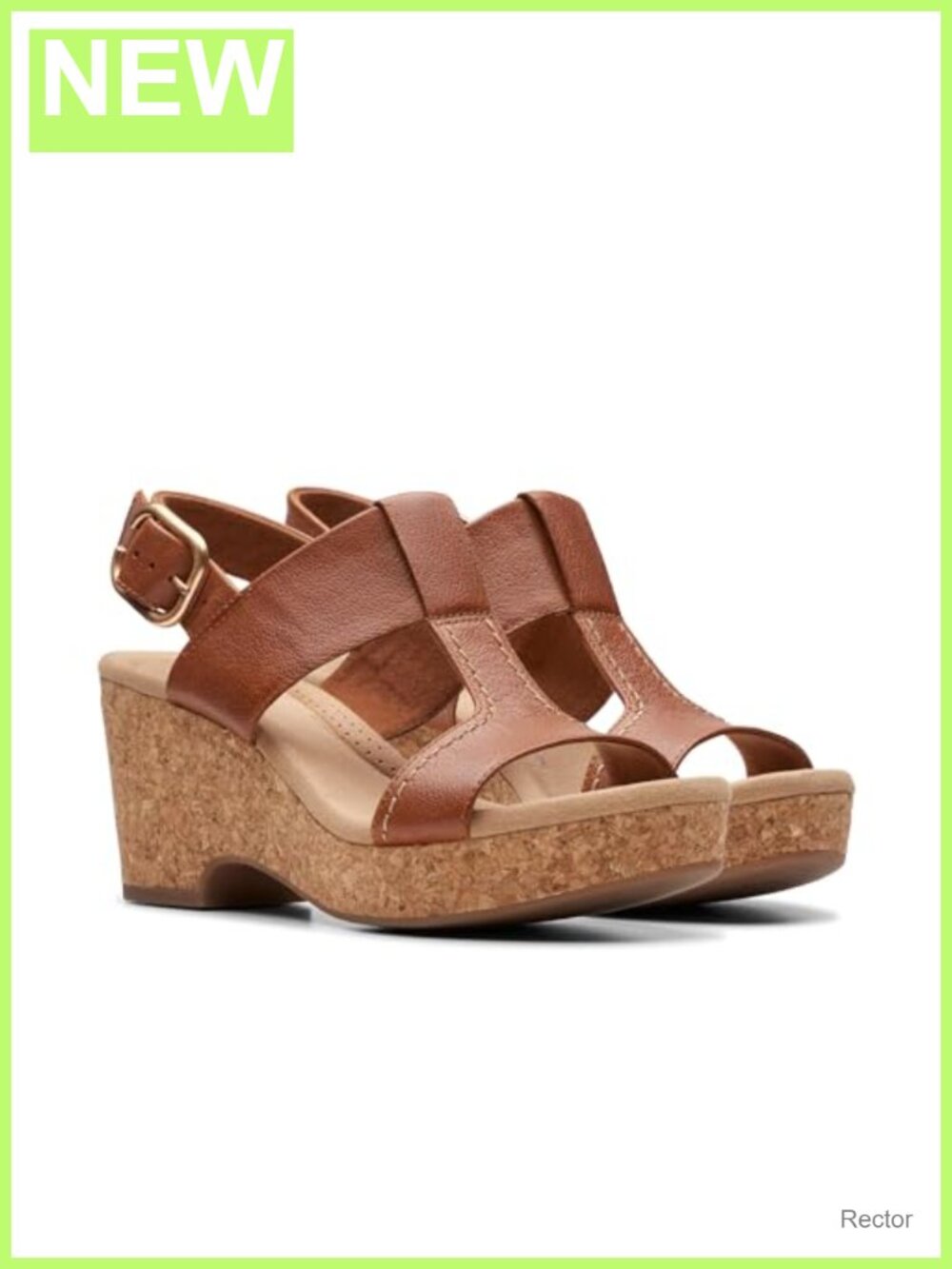 Leather Wedge Sandals Adjustable Buckle Comfort Footbed Slingback
